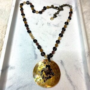 Chico’s Abalone (Mother of Pearl) with Black Onyx & Citrine Beads Necklace
